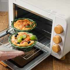 Vicrays Ceramic Pie Pan for Baking - 5.5 inch Small Pie Plates Deep Dish Round Pot Casserole Mini Serving Bowl, Microwave Oven Safe for Dessert Apple Pie Cake Tart Pizza, Set of 6 - Green
