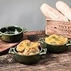 Vicrays Ceramic Soup Bowls with Handles, 24 Oz Porcelain Soup Crocks for French Onion Soup, Cereal, Beef Stew, Chill, Pasta, Pot Pies, Microwave and Oven Safe, Set of 4 (Green)