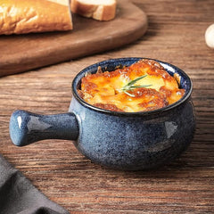 vicrays Französische Zwiebelsuppenschalen mit Griffen, 740 ml für Suppe, Chili, Rindfleischeintopf, bruchsicher, spülmaschinen- und mikrowellengeeignet, 4er-Set (Blau)
