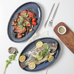 vicrays Servierplatte Keramisches Tablett Extra Große Ovale 36,8 cm Porzellan-Speiseplatten Langes Serviergeschirr Set für Partys, Restaurants, Speisen, Fleisch, Sushi, Fisch, Truthahnplatte