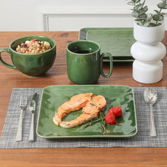 vicrays Keramik-Quadratische Teller, 6er-Set - Porzellan 20,3 cm Essteller für Salat, Dessert, Vorspeise, Brot - Mikrowellen- und Spülmaschinenfest - Grün
