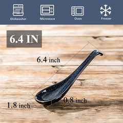 Vicrays Ceramic Soup Spoons Asian - Chinese Porcelain Soup Spoons Japanese 6.4 inch Ladle Serving Utensils for Ramen Dumplings Wonton Pho Miso Noodle Cereal Coffee Mugs - Set of 6 Blue