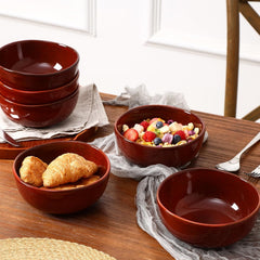vicrays Ceramic Cereal Bowls Set - Porcelain 26 Ounce Soup Salad Bowls - Rice Dessert Cream Bowls Set - Chip Resistant Dishwasher Microwave Safe - Set of 6 (Cherry Red)