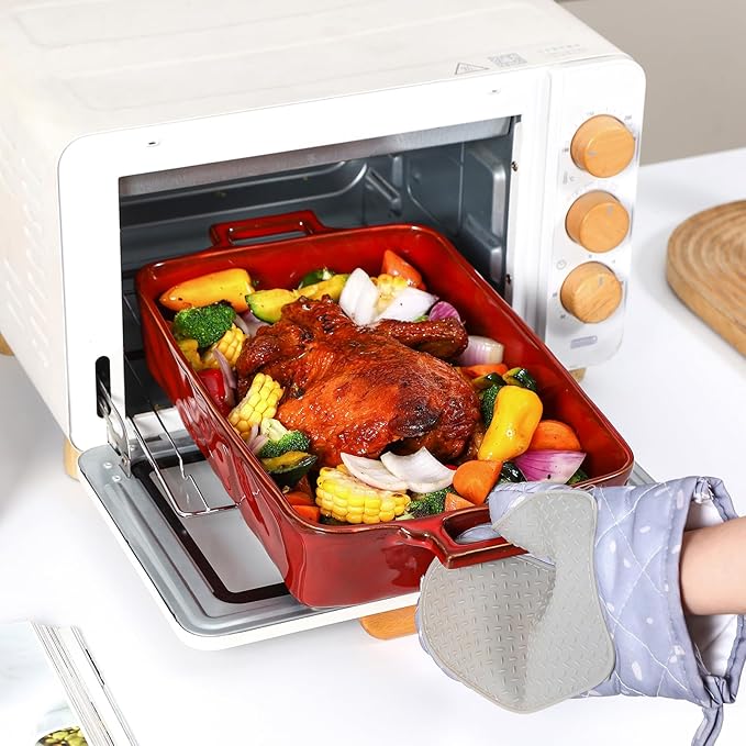 VICRAYS Keramik-Backformen-Set, rechteckige Backform aus Porzellan, Auflaufform-Set für Lasagne, zum Kochen, für die Küche, Kuchen, Abendessen,