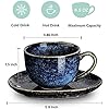 vicrays 6.5 oz Cappuccino Cups with Saucers, Set of 4, Ceramic Coffee Cup for Au Lait, Double shot, Latte, Cafe Mocha, Tea (Starry Blue)