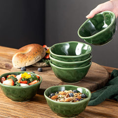 vicrays Ceramic Small Dessert Bowls Set - 10 oz, Set of 6, Microwave, Oven and Dishwasher Safe, for Rice, Ice Cream, Soup, Snacks, Cereal, Chili, Side Dishes etc, Kitchen Bowls Set(Green)