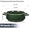 Vicrays Ceramic Soup Bowls with Handles, 24 Oz Porcelain Soup Crocks for French Onion Soup, Cereal, Beef Stew, Chill, Pasta, Pot Pies, Microwave and Oven Safe, Set of 4 (Green)