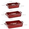 VICRAYS Ceramic Bakeware Set, Porcelain Rectangular Baking Dish, Baking Pan Lasagna Pans Casserole Dish Set for Cooking, Kitchen, Cake Dinner, Banquet, 3 PCS, 15 x 8.5 Inches (Cherry Red)