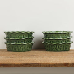 Vicrays Ceramic Pie Pan for Baking - 5.5 inch Small Pie Plates Deep Dish Round Pot Casserole Mini Serving Bowl, Microwave Oven Safe for Dessert Apple Pie Cake Tart Pizza, Set of 6 - Green