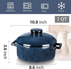Vicrays Casserole Dish with Lid - Ceramic Lasagna Pan Deep 2 Quart Round Baking Dishes Covered Bakeware for Oven Safe Serving Dish with Handles for Party Dinner Banquet Daily Use (Blue)