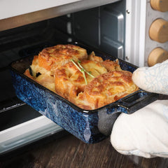 VICRAYS Keramik-Backformen-Set, rechteckige Lasagneformen aus Porzellan, Auflaufform-Set zum Backen, Kochen, für Küche, Kuchen, Abendessen, Bankett und täglichen Gebrauch, 3 Stück, 38 x 21,5 cm (Blau)