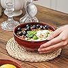 vicrays Ceramic Salad Bowls Set for Kitchen, 26 Ounce Porcelain Soup Salad Rice Dessert Cream Set - Chip Resistant Dishwasher Microwave Safe - Set of 6 (Cherry Red)