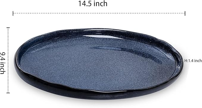 vicrays Servierplatte Keramisches Tablett Extra Große Ovale 36,8 cm Porzellan-Speiseplatten Langes Serviergeschirr Set für Partys, Restaurants, Speisen, Fleisch, Sushi, Fisch, Truthahnplatte