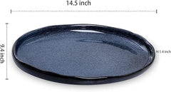 vicrays Servierplatte Keramisches Tablett Extra Große Ovale 36,8 cm Porzellan-Speiseplatten Langes Serviergeschirr Set für Partys, Restaurants, Speisen, Fleisch, Sushi, Fisch, Truthahnplatte