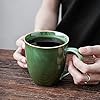 vicrays Coffee Mug Set, 12 Ounce, Set of 6, Ceramic Mug for Men, Women, Unique Glazed Mugs with Handle for Coffee, Tea, Milk, Cocoa, Cereal(Green)