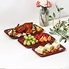 vicrays Ceramic Rectangle Serving Platters - 14" 12" 10" Porcelain Serving Trays Plates for Party BBQ Appetizers Sushi Dessert - Microwave Oven and Dishwasher Safe - Set of 3 -Cherry Red