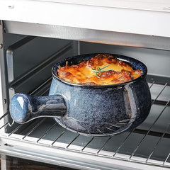 vicrays Französische Zwiebelsuppenschalen mit Griffen, 740 ml für Suppe, Chili, Rindfleischeintopf, bruchsicher, spülmaschinen- und mikrowellengeeignet, 4er-Set (Blau)