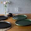 vicrays Ceramic Serving Platter Tray - Extra Large Oval 14.5 Inch Porcelain Dinner Plates Long Serving Dish Set - for Party Restaurant Food Meat Sushi Fish Turkey Platter - Green