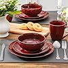 vicrays Ceramic Salad Bowls Set for Kitchen, 26 Ounce Porcelain Soup Salad Rice Dessert Cream Set - Chip Resistant Dishwasher Microwave Safe - Set of 6 (Cherry Red)