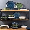 vicrays Ceramic Dinner Plates Set, 10.5 Inch, Set of 6, Round, Microwave, Oven, Dishwasher Safe, Scratch Resistant, Porcelain Fluted Suitable for Steak, Pasta, Pizza, Home, Restaurant, Green