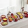 vicrays Ceramic Small Dessert Bowls Set - 10 oz, Set of 6, for Rice, Ice Cream, Soup, Snacks, Cereal, Chili, Side Dishes, Microwave, Oven and Dishwasher Safe, Kitchen Bowls Set, Cherry Red