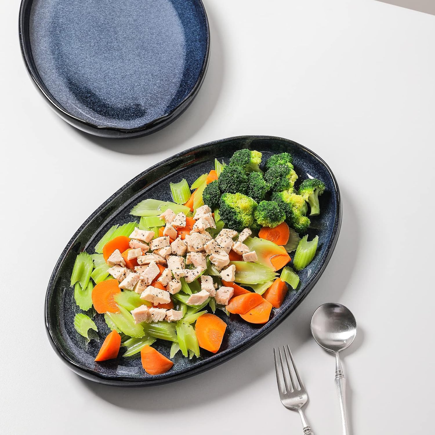 vicrays Servierplatte Keramisches Tablett Extra Große Ovale 36,8 cm Porzellan-Speiseplatten Langes Serviergeschirr Set für Partys, Restaurants, Speisen, Fleisch, Sushi, Fisch, Truthahnplatte