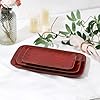 vicrays Ceramic Rectangle Serving Platters - 14" 12" 10" Porcelain Serving Trays Plates for Party BBQ Appetizers Sushi Dessert - Microwave Oven and Dishwasher Safe - Set of 3 -Cherry Red