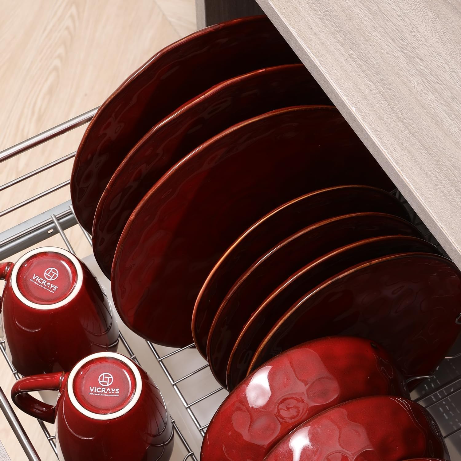 vicrays Ceramic Cereal Bowls Set - Porcelain 26 Ounce Soup Salad Bowls - Rice Dessert Cream Bowls Set - Chip Resistant Dishwasher Microwave Safe - Set of 6 (Cherry Red)