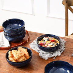 vicrays Keramik Salatschüssel-Set für die Küche, 770 ml Porzellan Suppen-Salat-Reis-Dessert-Creme-Set – stoßfest, spülmaschinen- und mikrowellenfest – 6er-Set (Blau)