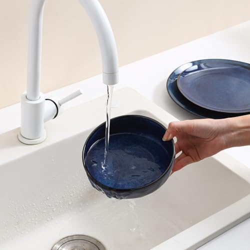 vicrays Keramik Salatschüssel-Set für die Küche, 770 ml Porzellan Suppen-Salat-Reis-Dessert-Creme-Set – stoßfest, spülmaschinen- und mikrowellenfest – 6er-Set (Blau)