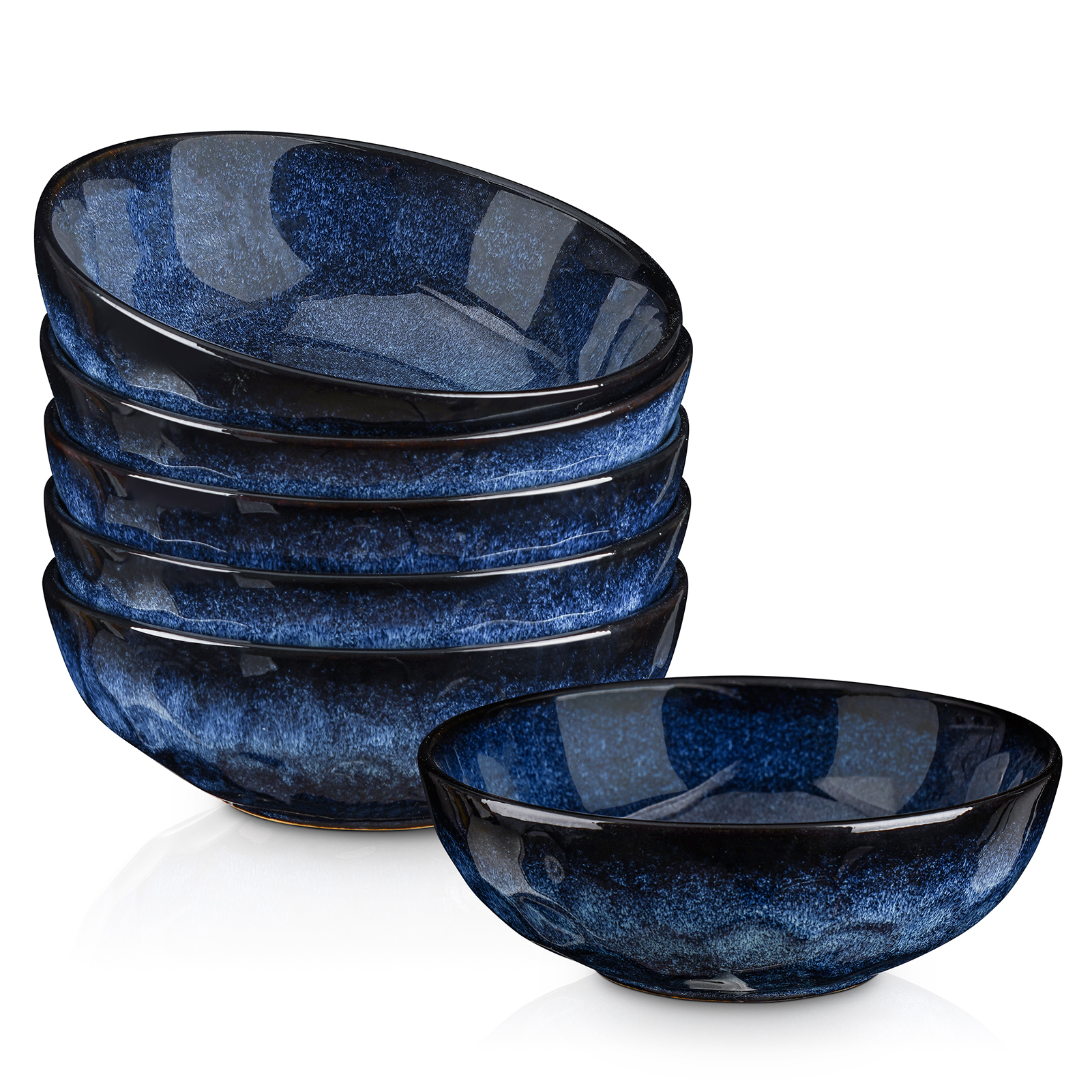 Starry Blue Ceramic Pasta Bowls Set, Set of 6, 32 Ounce Soup Bowls