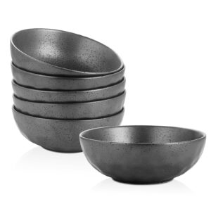 Dark Gray Ceramic Pasta Bowls Set, 32 Ounce Soup Bowls, Set of 6, Large  Salad Bowls, Chip Resistant, Dishwasher Microwave Safe, Fluted stoneware  Bowls