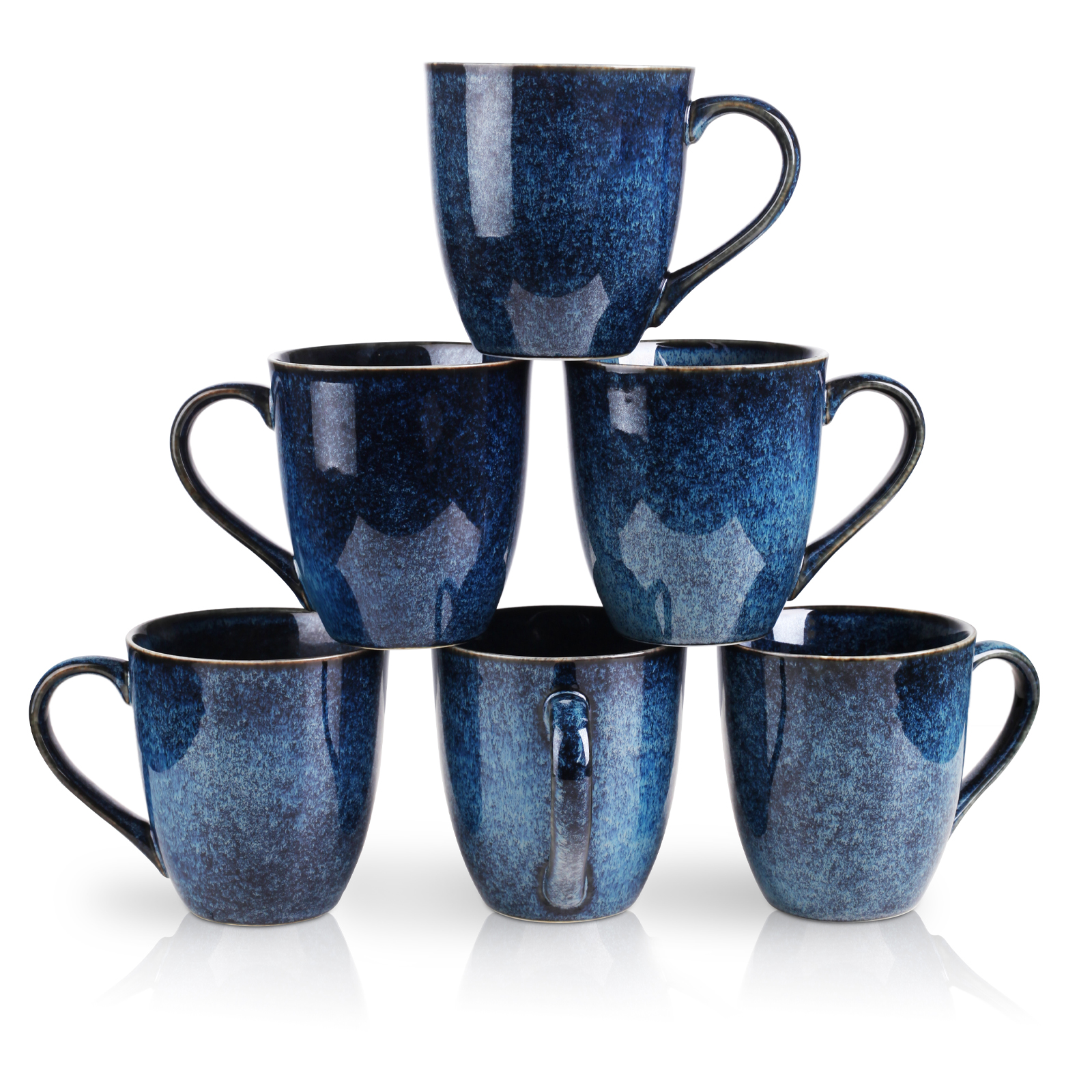 Navy 12 Ounce Porcelain Mug Set of 4 with Handle for Coffee Tea and Cocoa Hasense Coffee Mugs Set 