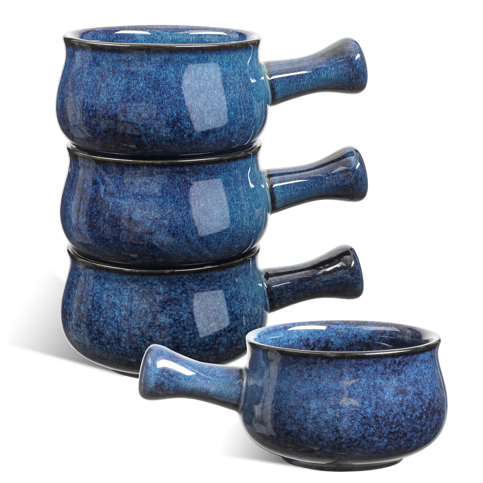 Blue French Onion Soup Bowls With Handles, 26 Ounce for Soup, Chili