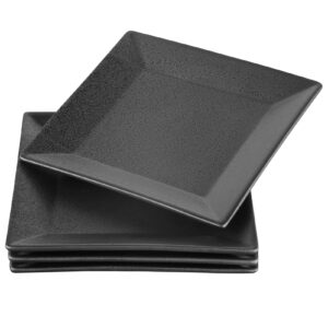 10" Square Dinner Plates, Perfect Size for Portion Control,Restaurant Dessert Plates for Appetizers, Snacks, Sushi, Lunch, Chips, Party, Set of 4 (Dark Grey)
