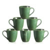 Green Coffee Mug Set, 12 Ounce, Set of 6, Ceramic Mug for Men, Women, Unique Glazed Mugs with Handle for Coffee, Tea, Milk, Cocoa, Cereal