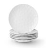 White Ceramic Dessert Salad Plates, 8 Inch, Set of 6, Round, Microwave, Oven, and Dishwasher Safe, Scratch Resistant, Porcelain Fluted Suitable for Snacks, Appetizer, Home, Party, Restaurant