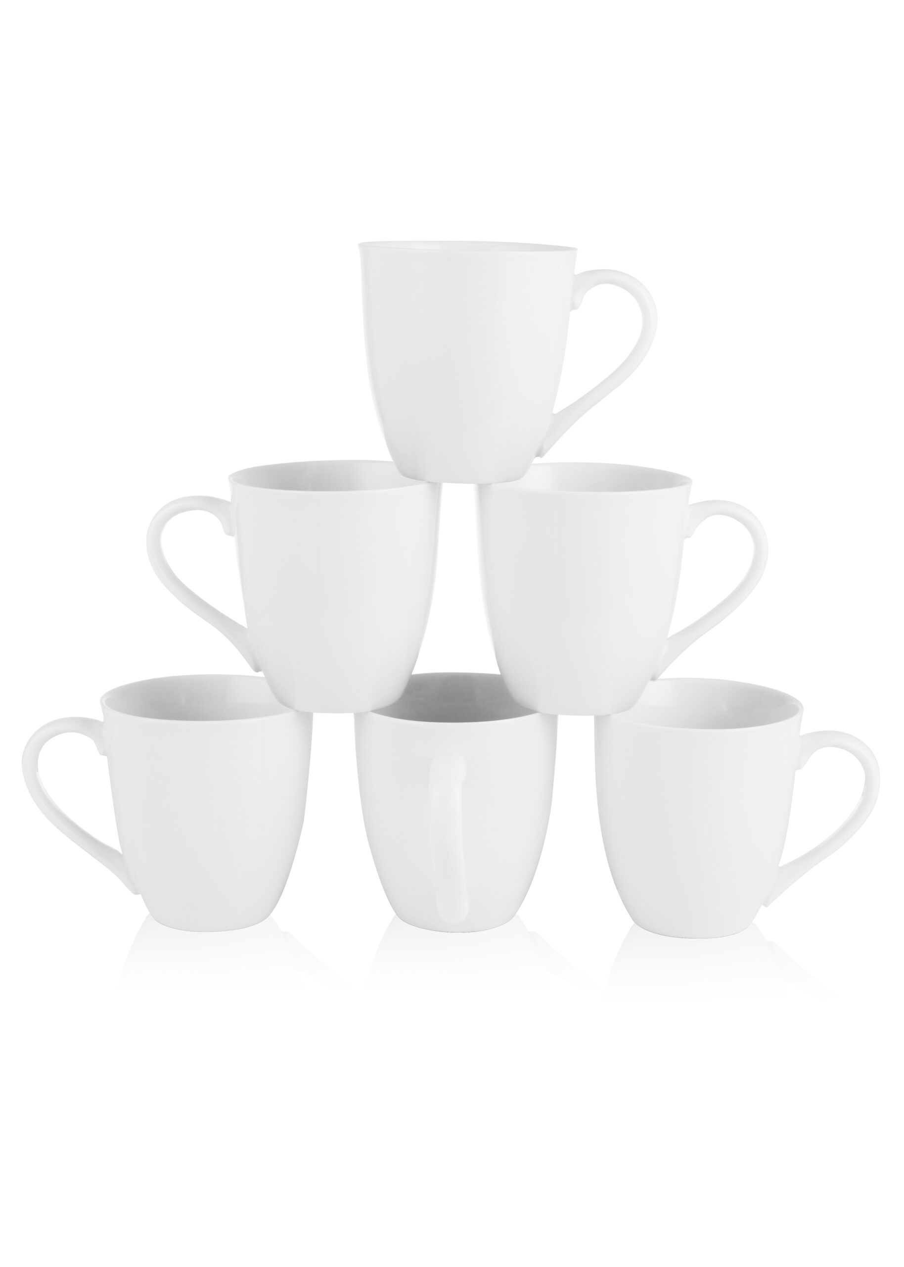 White Coffee Mug Set, 12 Ounce, Set of 6, Ceramic Mug for Men