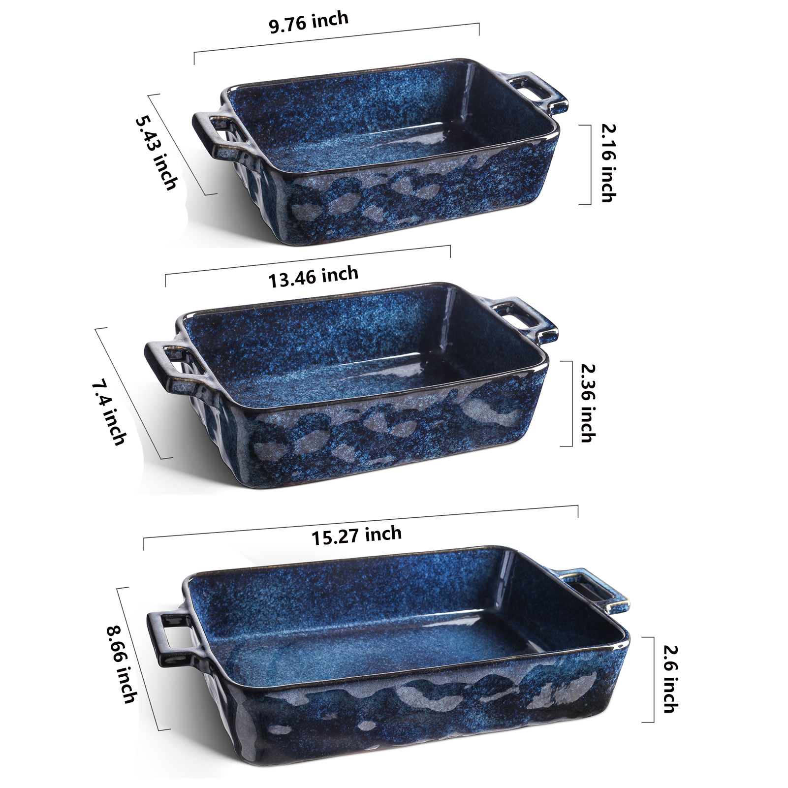 Vicrays Casserole Dish with Lid - Ceramic Lasagna Pan Deep 2 Quart Round  Baking Dishes Covered Bakeware for Oven Safe Serving Dish with Handles for  Party Dinner Banquet Daily Use (Starry Blue) 