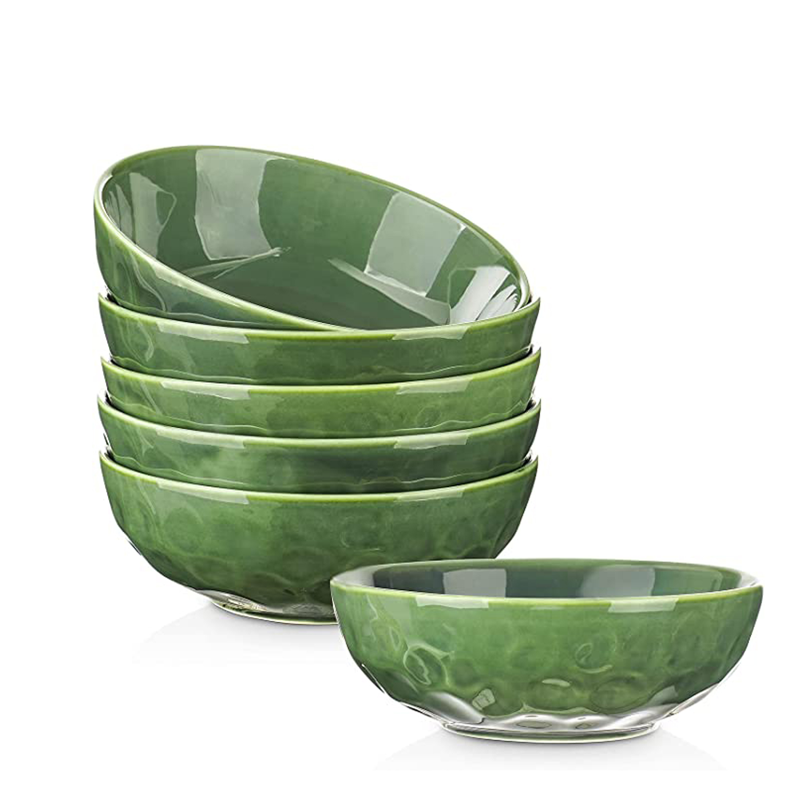 Green Ceramic Pasta Bowls Set, 32 Ounce Soup Bowls, Set of 6