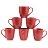 Red Coffee Mug Set, 12 Ounce, Set of 6, Ceramic Mug for Men, Women, Unique Glazed Mugs with Handle for Coffee, Tea, Milk, Cocoa, Cereal