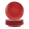 Red Ceramic Dinner Plates Set, 10.5 Inch, Set of 6, Round, Microwave, Oven, Dishwasher Safe, Scratch Resistant, Porcelain Fluted Suitable for Steak, Pasta, Pizza, Home, Party, Restaurant