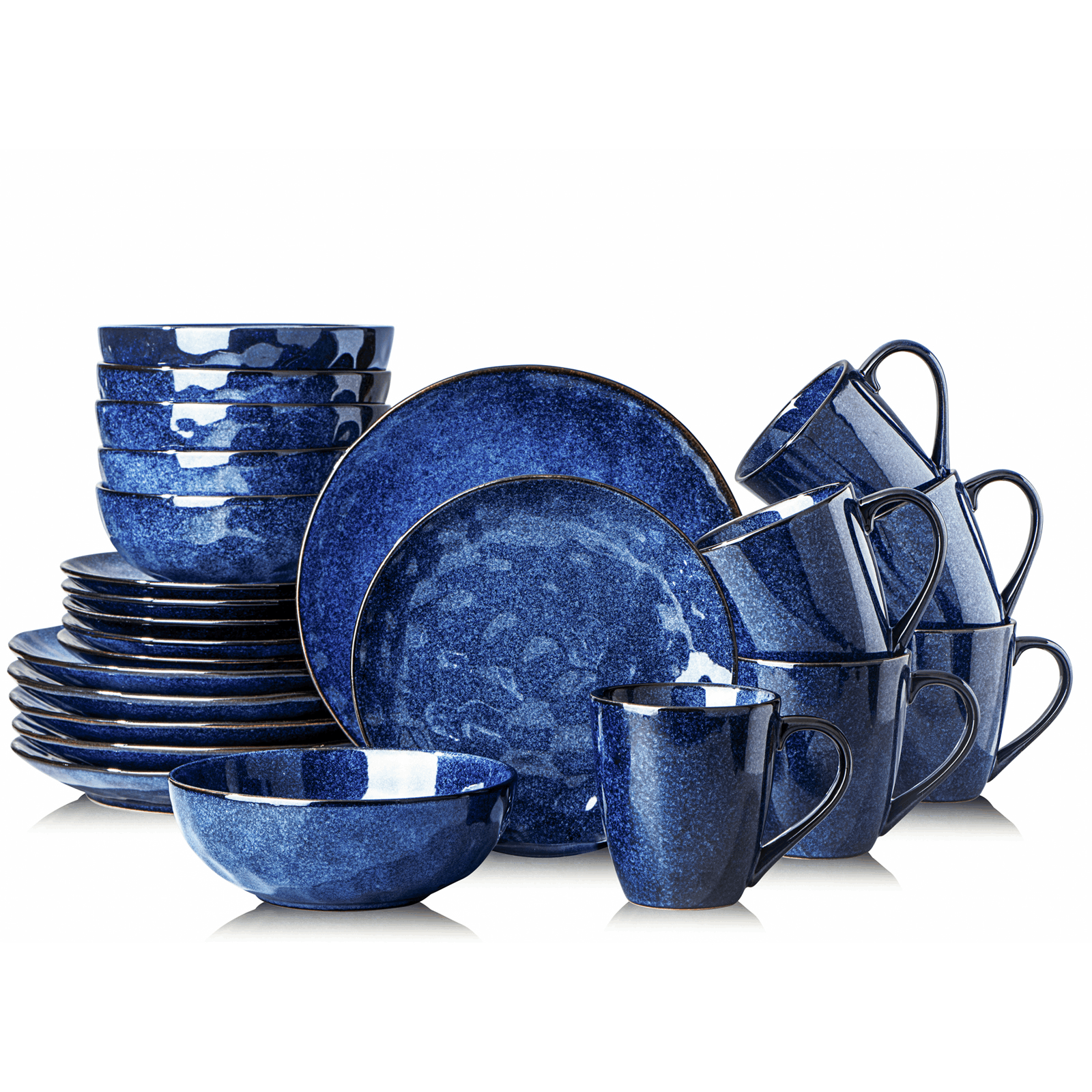 vicrays Ceramic Coffee Mug Set - 18 Ounce Large Stoneware Mug for Men Women  - Unique Glazed Porcelain Mugs with Handle for Coffee Latte Tea Milk Cocoa  - Set of 4 (Starry Blue) - Vicrays Ceramics