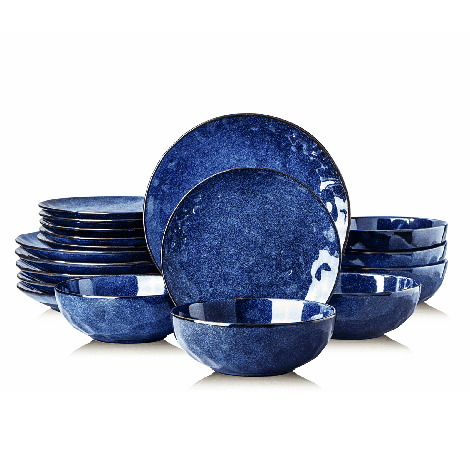 18-Piece Ceramic Dinnerware Set for 6, Ceramic Fluted Dinner Plates, Salad  Plates, Bowls Set, Microwave, Oven, and Dishwasher Safe, Scratch Resistant,  Suitable for Home, Party, Restaurant，Wedding (Starry Blue) - Vicrays  Ceramics