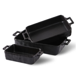 matte black white ceramic bakeware set