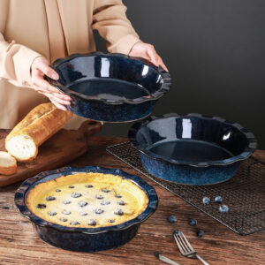 VICRAYS Ceramic Pie Pan for Baking - 9 inch Pie Plate, Round, Fluted and Deep  Pie Dish for Tart, Pizza, Apple Pie, Quiche, Pot Pies, Cake - Reactive  Glaze (Starry Blue) - Vicrays Ceramics