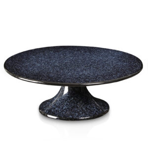 Vicrays Ceramic Round Cake Stand - Porcelain 10 Inch Pedestal Pastry Serving Tray for Snacks Desserts Cookies Cupcakes - Ideal for Birthdays Easter Christmas Wedding Home Decor - Reactive Glaze Starry Blue