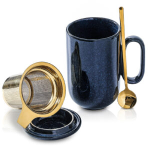 VICRAYS 6.5 oz Cappuccino Cups with Saucers, Set of 4, Ceramic Coffee Cup  for Au Lait, Double shot, Latte, Cafe Mocha, Tea (Black) - Vicrays Ceramics