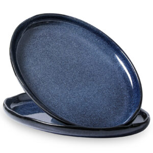 Serving Platter Ceramic Tray Plates - VICRAYS Extra Large Oval 14.5 Inch Porcelain Dinner Plates Long Serving Dish Set Entertaining Party Restaurant Food Meat Sushi Fish Turkey Platter, Starry Blue