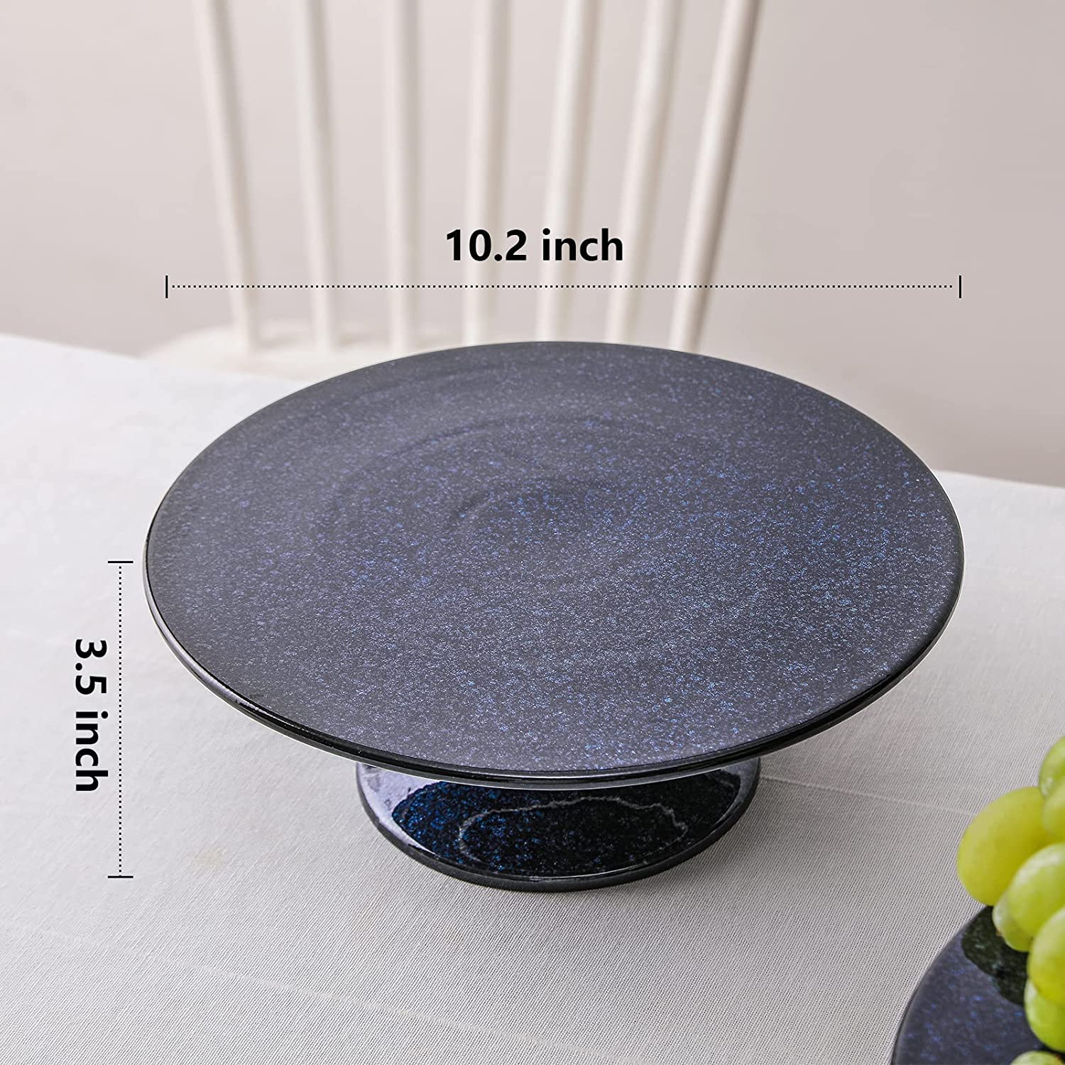 Vicrays Ceramic Round Cake Stand Porcelain 10 Inch Pedestal Pastry  Serving Tray for Snacks Desserts Cookies Cupcakes Ideal for Birthdays  Easter Christmas Wedding Home Decor Reactive Glaze Blue Vicrays Ceramics